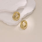 Irregular Hammered Stud Earrings — Stainless Steel, 18K Gold Plated, Bold Trendy