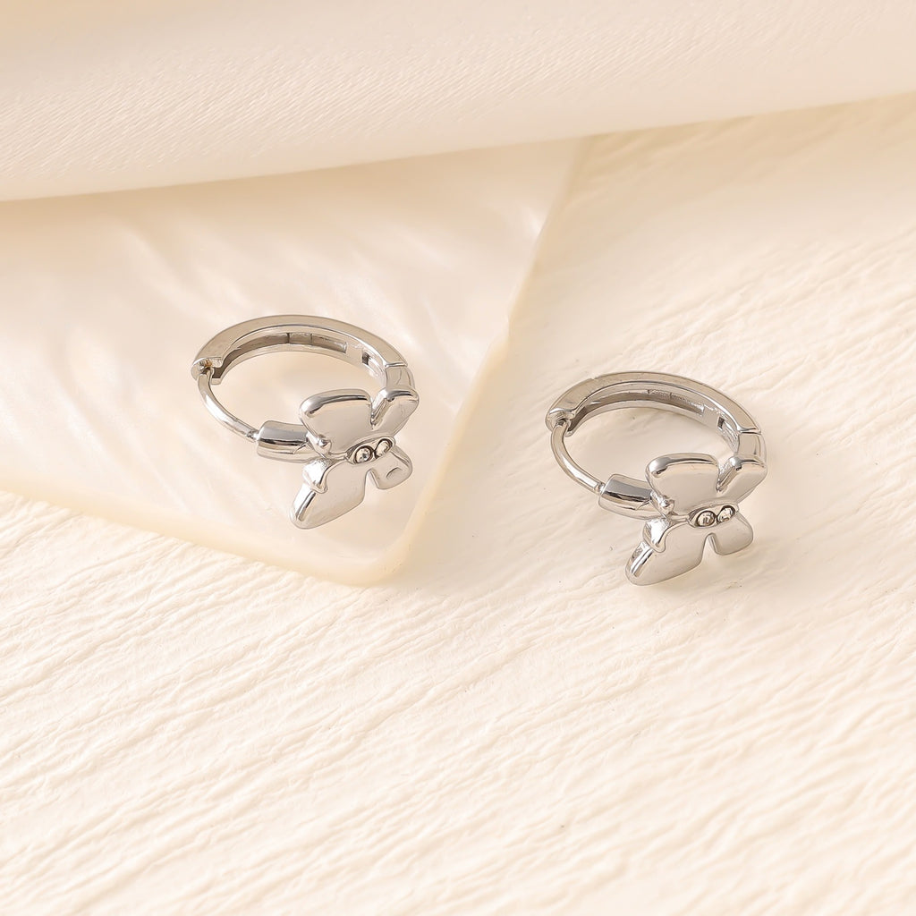 Zircon Heart Cross Butterfly Ear Cuffs — Stainless Steel, 18K Gold, 25 Styles