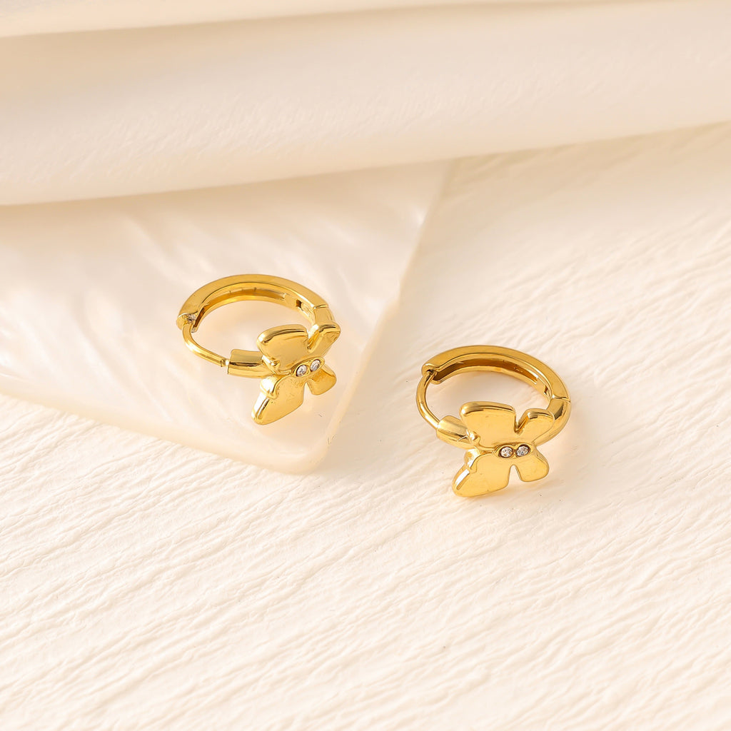 Zircon Heart Cross Butterfly Ear Cuffs — Stainless Steel, 18K Gold, 25 Styles