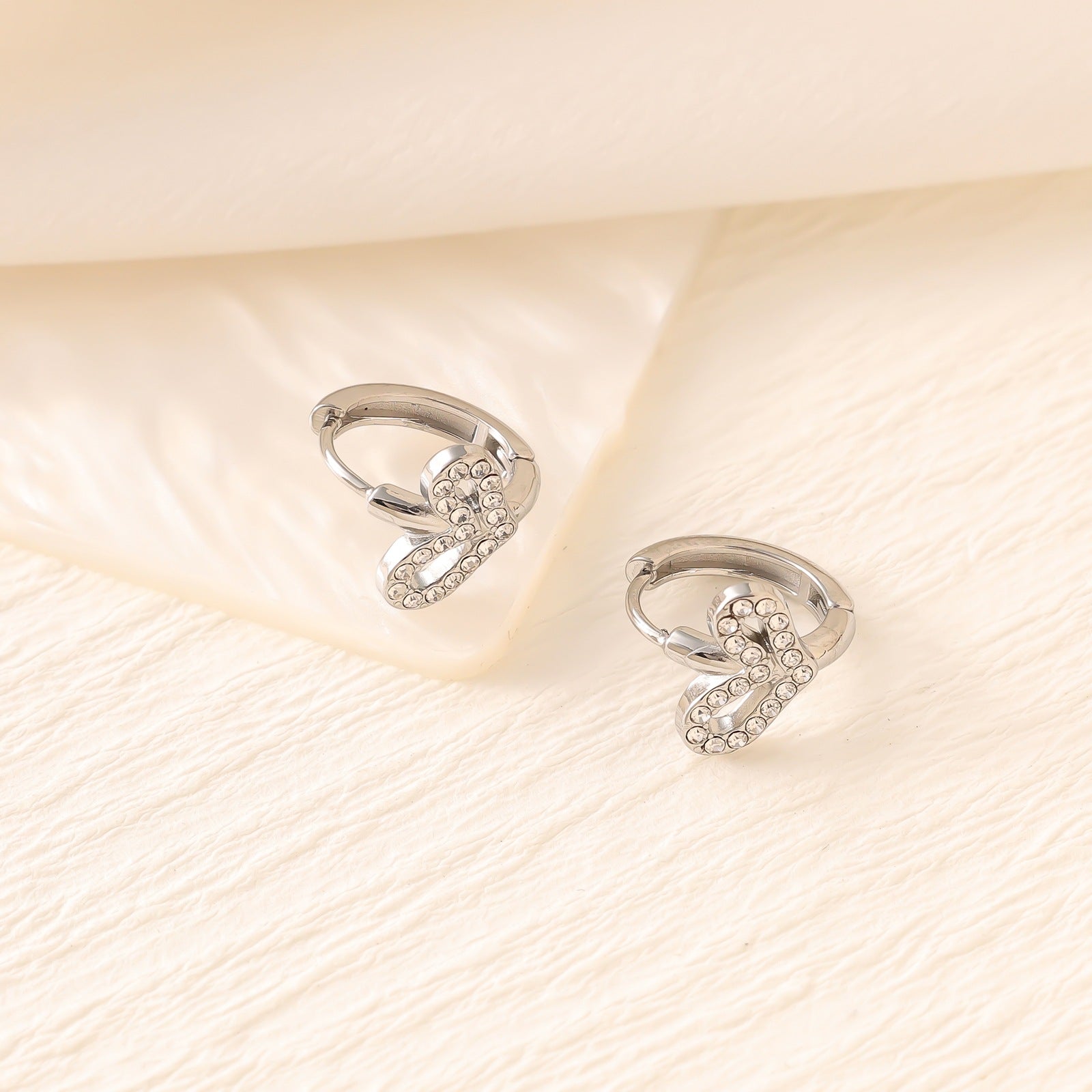 Zircon Heart Cross Butterfly Ear Cuffs — Stainless Steel, 18K Gold, 25 Styles