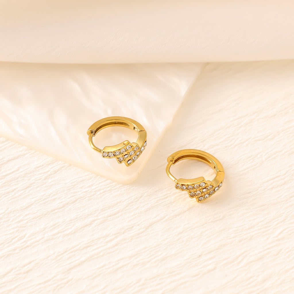 Zircon Heart Cross Butterfly Ear Cuffs — Stainless Steel, 18K Gold, 25 Styles