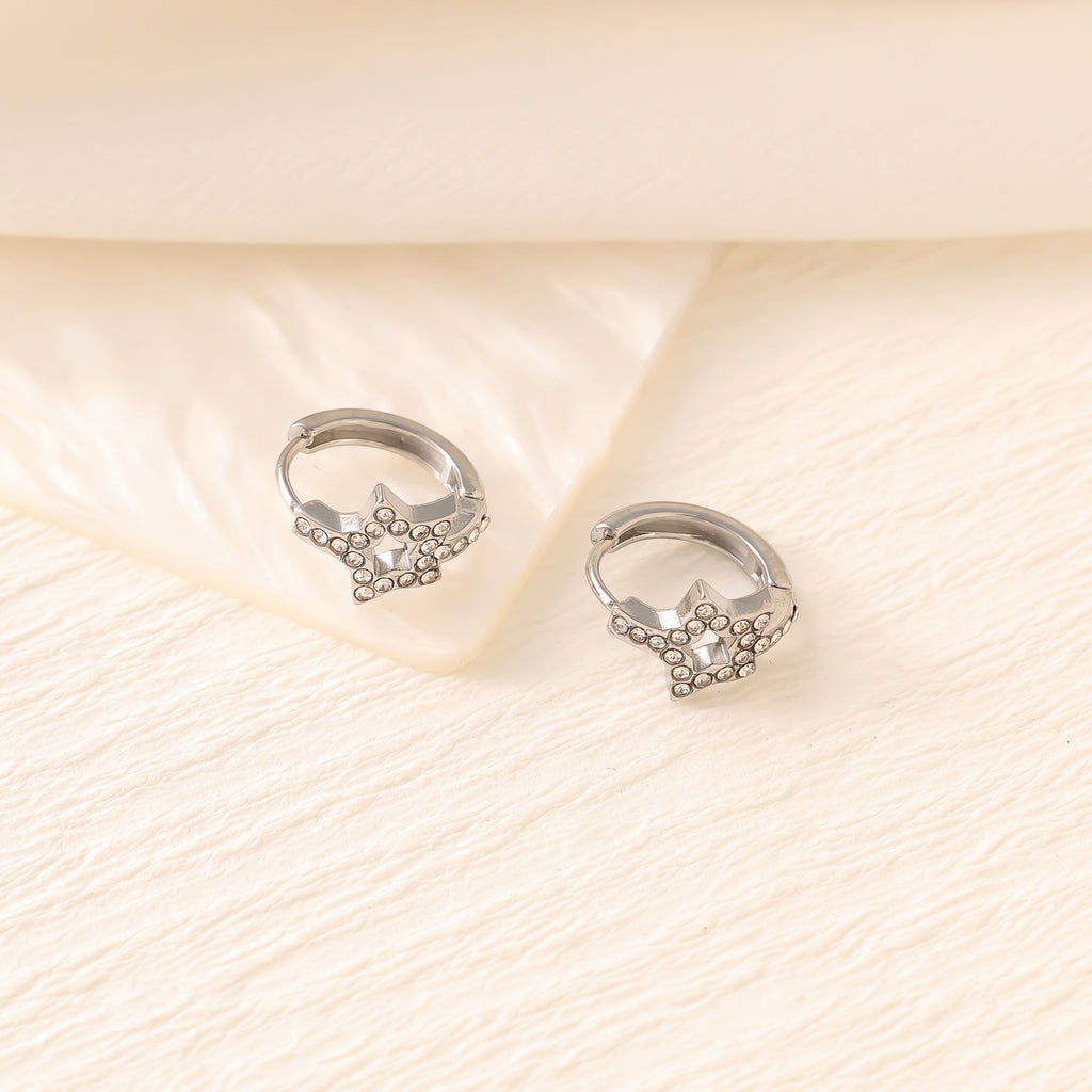 Zircon Heart Cross Butterfly Ear Cuffs — Stainless Steel, 18K Gold, 25 Styles