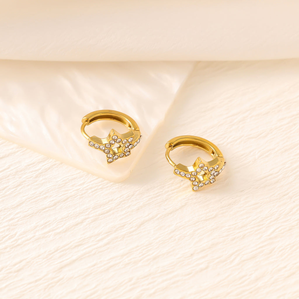 Zircon Heart Cross Butterfly Ear Cuffs — Stainless Steel, 18K Gold, 25 Styles