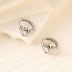 Geometric Zircon Hoop Earrings — Stainless Steel, 18K Gold Plated, Versatile
