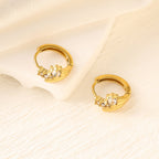 Geometric Zircon Hoop Earrings — Stainless Steel, 18K Gold Plated, Versatile