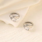 Geometric Zircon Hoop Earrings — Stainless Steel, 18K Gold Plated, Versatile