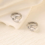 Geometric Zircon Hoop Earrings — Stainless Steel, 18K Gold Plated, Versatile