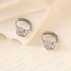 Geometric Zircon Hoop Earrings — Stainless Steel, 18K Gold Plated, Versatile