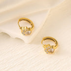 Geometric Zircon Hoop Earrings — Stainless Steel, 18K Gold Plated, Versatile