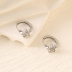Geometric Zircon Hoop Earrings — Stainless Steel, 18K Gold Plated, Versatile