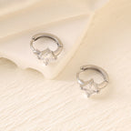 Geometric Zircon Hoop Earrings — Stainless Steel, 18K Gold Plated, Versatile