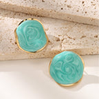 Irregular Circle Enamel Stud Earrings — 304 Stainless Steel, 18K Gold, 6 Colors