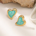 Vintage Enamel Irregular Heart 304 Stainless Steel Earrings — High-End
