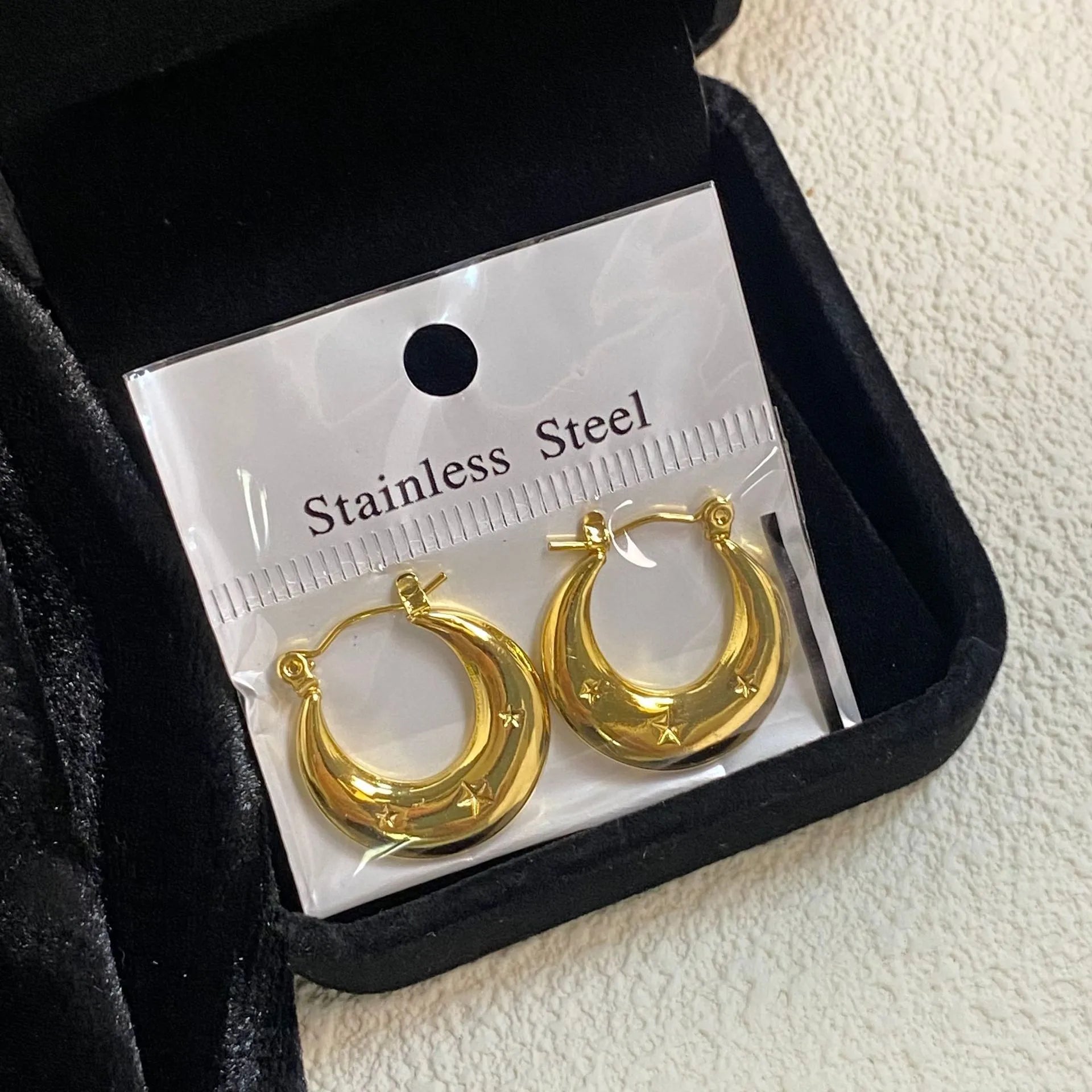 Geometric Heart Shape 18K Gold Plated Stainless Steel Hoop Earrings for Women