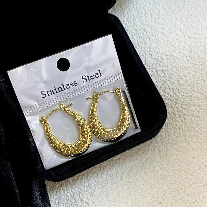 Geometric Heart Shape 18K Gold Plated Stainless Steel Hoop Earrings for Women