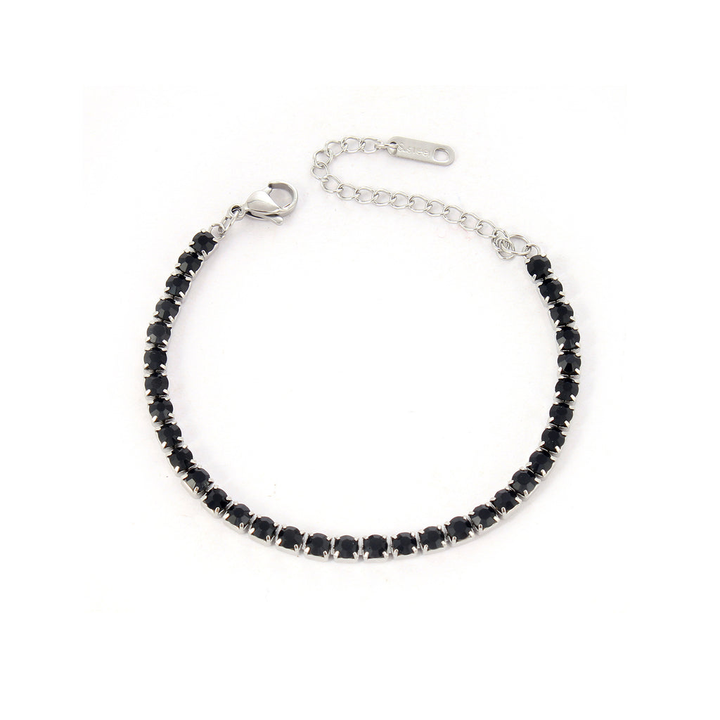 Stainless Steel Tennis Bracelet Necklace Round Zircon Inlaid Adjustable Jewelry Gift For Unisex Minimalist Elegant - View 5