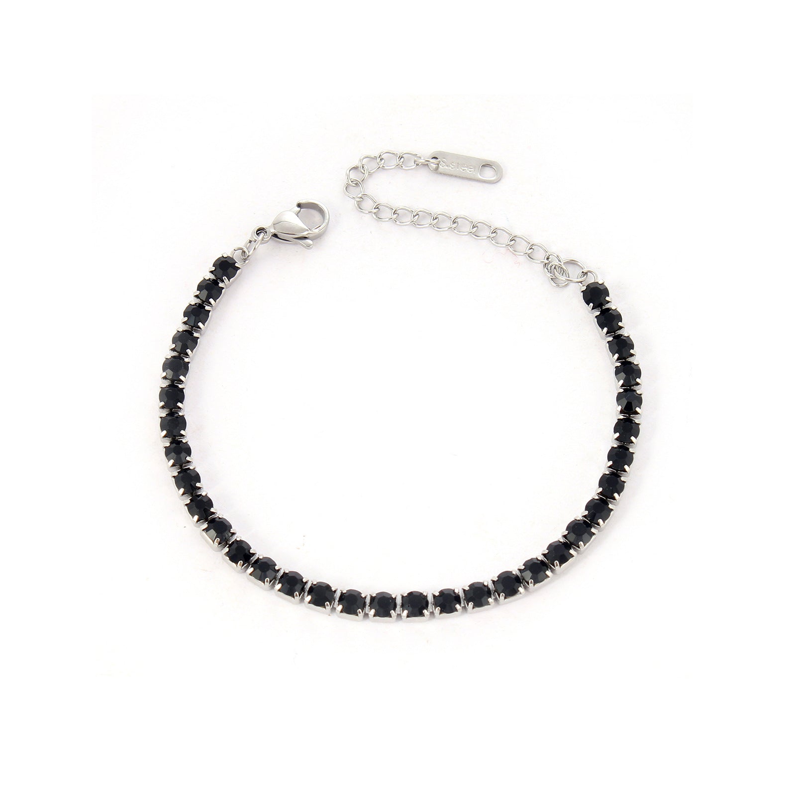 Stainless Steel Tennis Bracelet Necklace Round Zircon Inlaid Adjustable Jewelry Gift For Unisex Minimalist Elegant - View 5