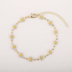 Daisy Flower Bracelet For Women Copper Gold Plated Enamel Colorful Heart Pendant Adjustable Extension Chain Fresh Jewelry - View 2