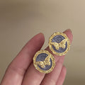 Vintage Enamel Oil Painting Style Earrings