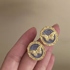 Vintage Enamel Oil Painting Style Earrings