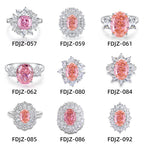 S925 Sterling Silver Ring Padparadscha Pink Gemstone Halo High Carbon Diamond Elegant Jewelry Wedding Engagement For Women - View 5