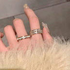 Eternity Ring For Women Titanium Steel Bling Cubic Zirconia Square Full Star Design Simple Chic Band Jewelry Gift - View 2