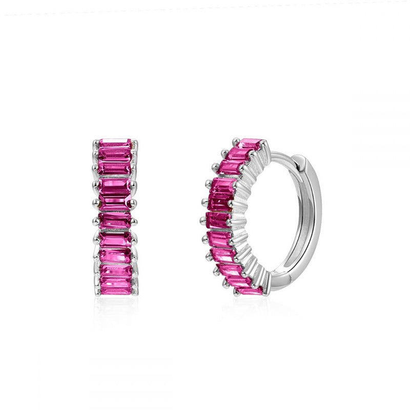 Fashion Zircon Earrings Brass Jewelry Hoop Ear Cuff Flower Drop Women Elegant Decorative Accessories - View 3