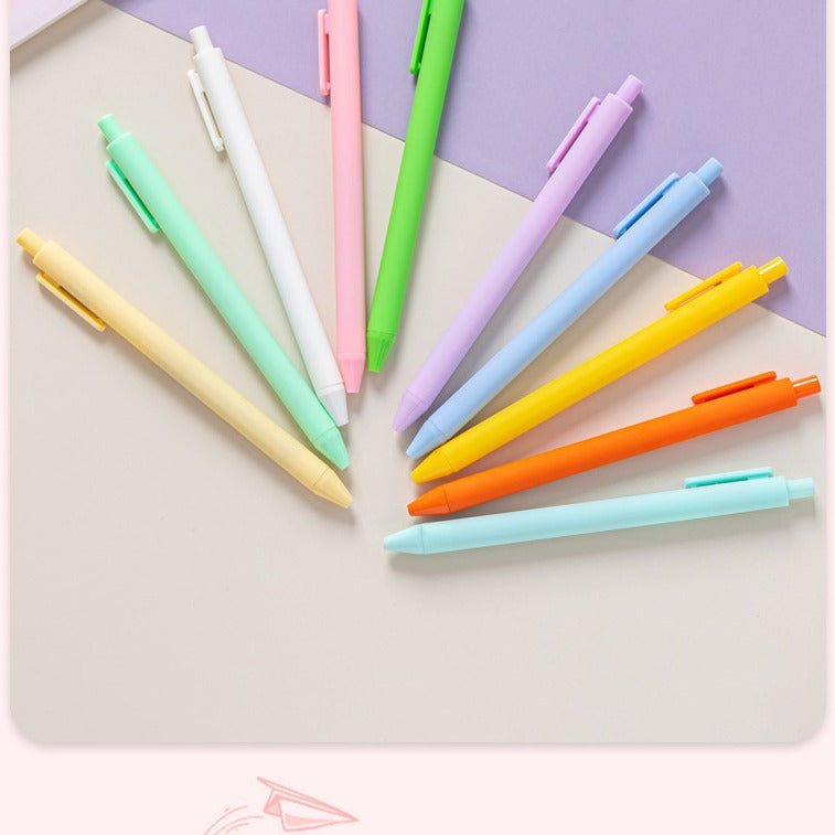 Retractable Ballpoint Pen Plastic Matte Minimalist Macaron Morandi Color Smooth Writing Office School Stationery - View 2