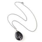 Tree Of Life Teardrop Pendant Necklace Natural Gemstone Crystal Wire Wrapped Healing Energy Stone Jewelry For Women - View 5