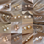 Alloy Rhinestone Artificial Pearl Earrings With 925 Sterling Silver Earring Post Elegant Butterfly Heart Geometric For Women - View 4