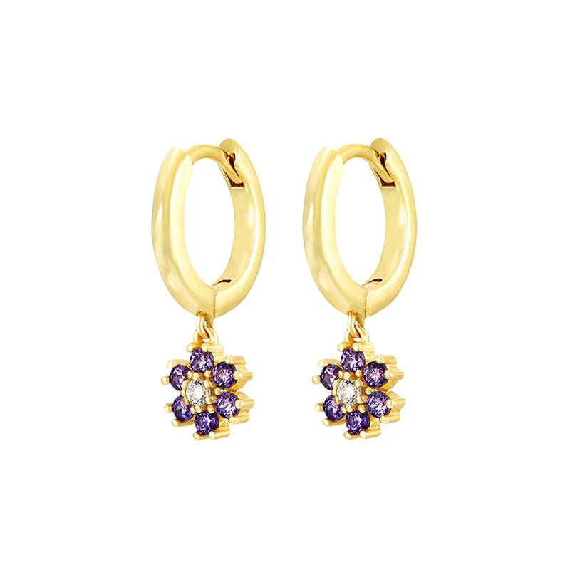 Fashion Zircon Earrings Brass Jewelry Hoop