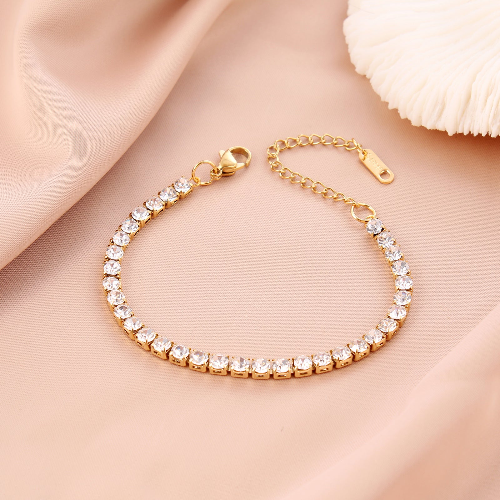 Stainless Steel Tennis Bracelet Necklace Round Zircon Inlaid Adjustable Jewelry Gift For Unisex Minimalist Elegant
