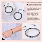 Heart Shape Hematite Magnetic Stone Adjustable Woven Rope Bracelet Unisex Fashion Jewelry Black - View 4