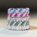 925 Sterling Silver Emerald Cut Zirconia Eternity Ring Luxurious Geometric Stackable Wedding Anniversary Ring For Women Jewelry - View 4