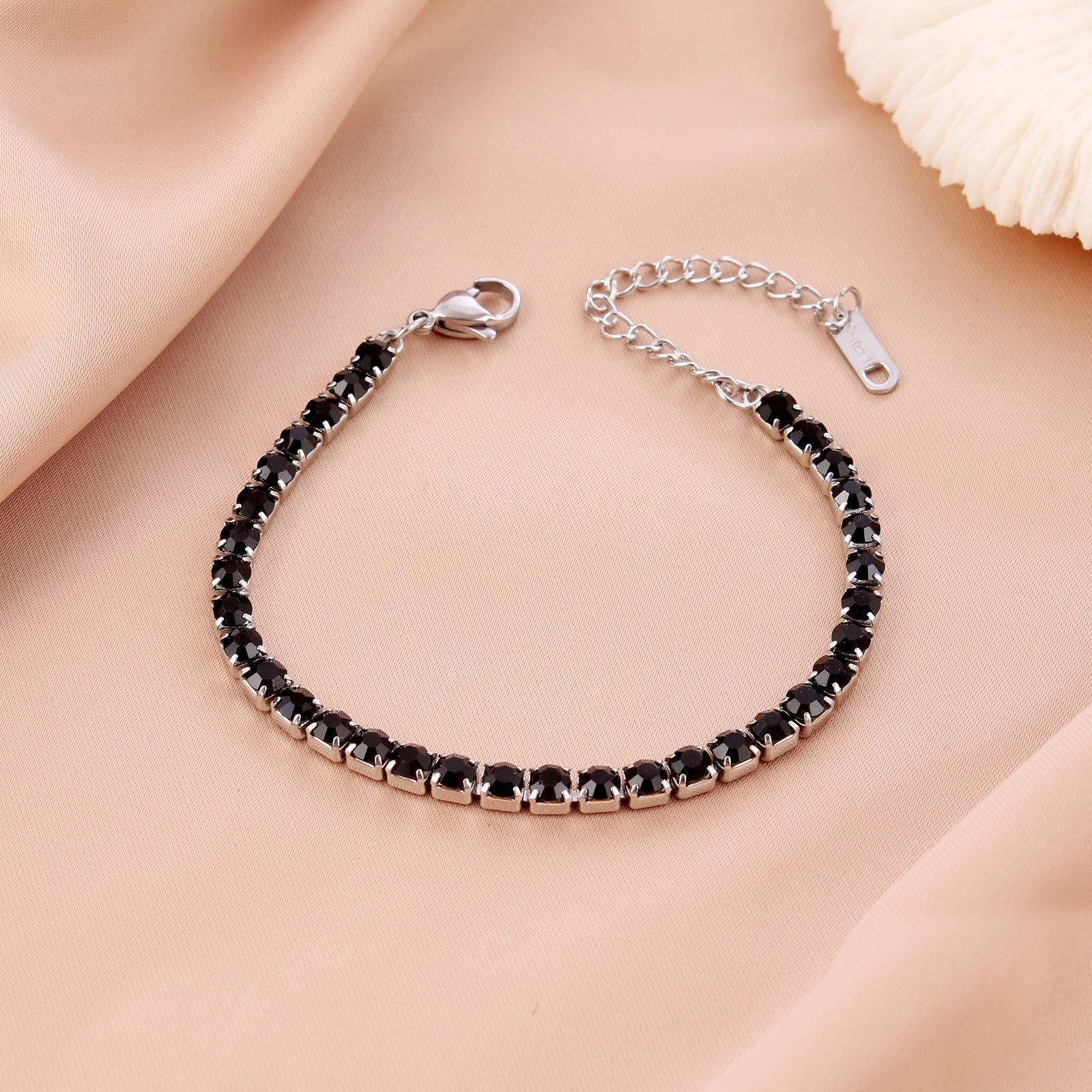 Stainless Steel Tennis Bracelet Necklace Round Zircon Inlaid Adjustable Jewelry Gift For Unisex Minimalist Elegant