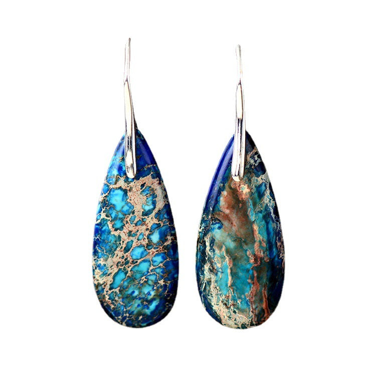 Classic Style Water Droplets Patchwork Agate Drop Earrings - View 5
