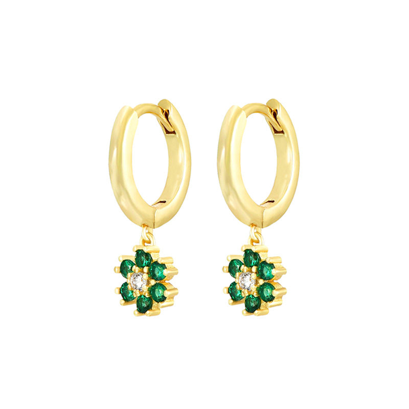 Fashion Zircon Earrings Brass Jewelry Hoop