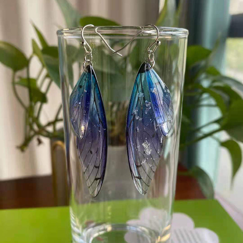Butterfly Wing Drop Earrings Gradient Resin