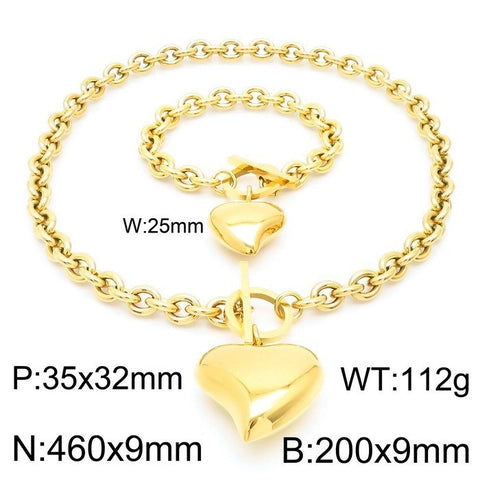 Heart Pendant Necklace And Bracelet