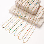 Colorful Enamel Bead Stainless Steel Necklace For Women French Retro Minimalist Adjustable Lobster Clasp Jewelry Gift - View 4