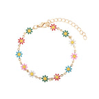 Daisy Flower Bracelet For Women Copper Gold Plated Enamel Colorful Heart Pendant Adjustable Extension Chain Fresh Jewelry - View 5
