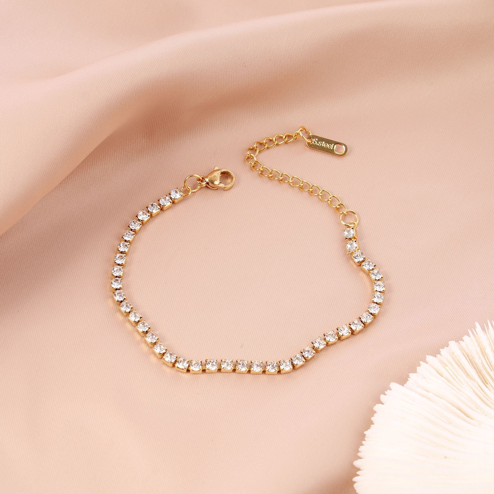 Stainless Steel Tennis Bracelet Necklace Round Zircon Inlaid Adjustable Jewelry Gift For Unisex Minimalist Elegant