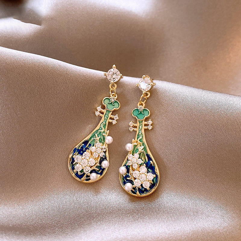 Vintage Enamel Oil Painting Style Earrings