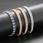 Baguette Cut Rectangular Cubic Zirconia Tennis Bracelet Copper Gold Plated Fashion Jewelry For Women Elegant Sparkling