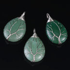 Tree Of Life Teardrop Pendant Necklace Natural Gemstone Crystal Wire Wrapped Healing Energy Stone Jewelry For Women - View 4