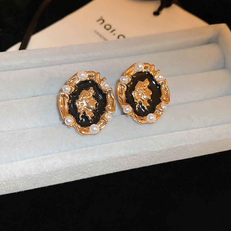 Vintage Enamel Oil Painting Style Earrings