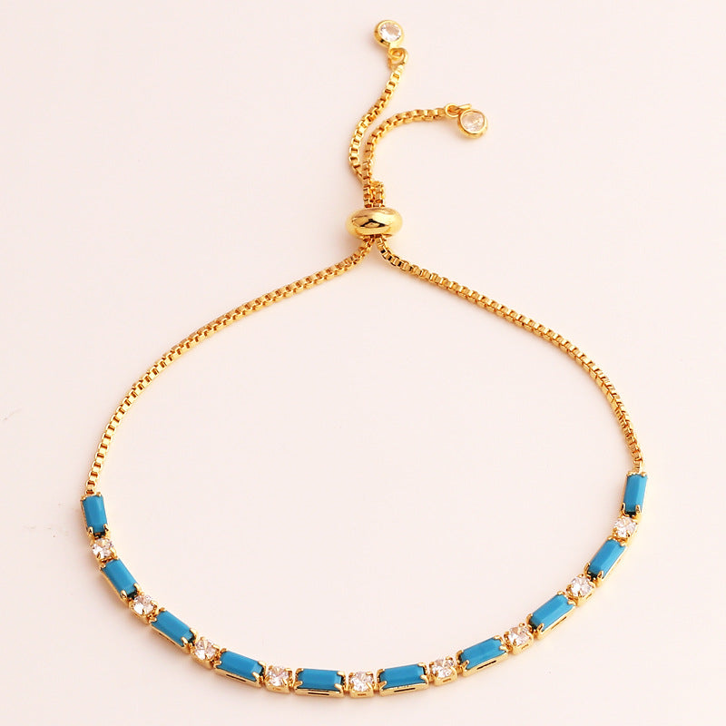 Colored Zircon Tennis Necklace Copper 18K
