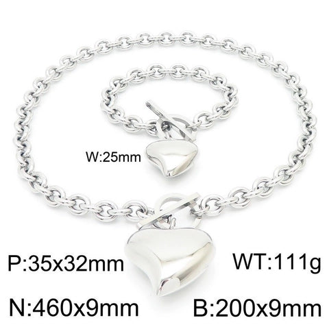 Heart Pendant Necklace And Bracelet