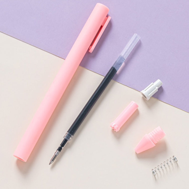 Retractable Ballpoint Pen Plastic Matte Minimalist Macaron Morandi Color Smooth Writing Office School Stationery - View 4