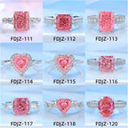 S925 Sterling Silver Ring Padparadscha Pink Gemstone Halo High Carbon Diamond Elegant Jewelry Wedding Engagement For Women - View 4